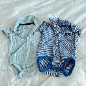set of 2 carters polo collar baby onesies